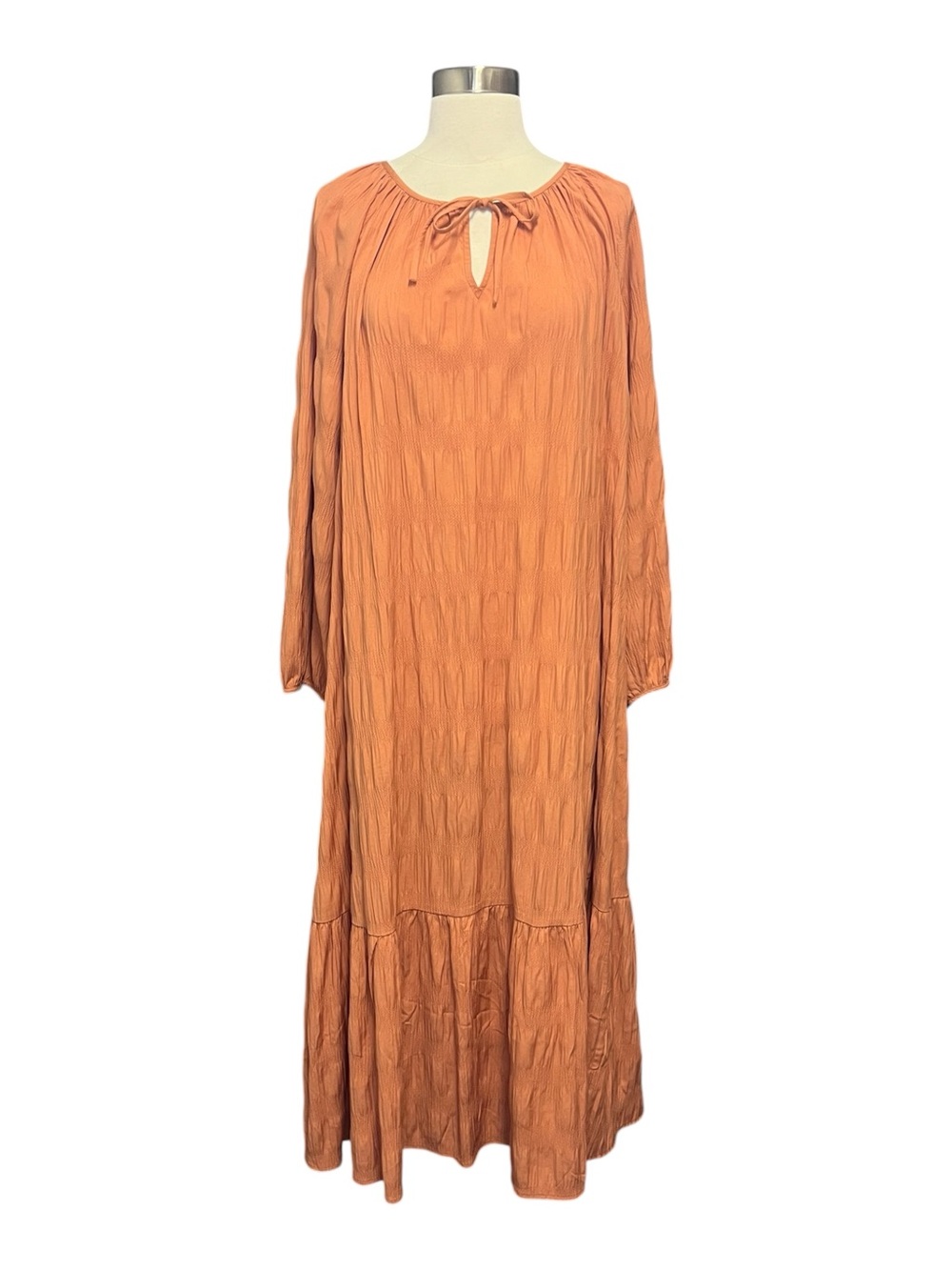 Elizabeth and James Smocked Split Collar Maxi Dress